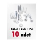 Bilarch Korniş Montaj Seti Dübel + Vida + Pul (10 Adet)