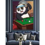 Bilardo Masası Panda Dekoratif Kanvas - Mdf Ahşap Tablo