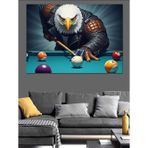 Bilardo Oynayan Kel Kartal Dekoratif Kanvas - Mdf Ahşap Tablo