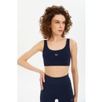 bilcee Kadın Lacivert Likralı Pedli Spor Crop Toparlayıcı Bra Sporcu Sütyeni Büstiyer 0819
