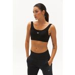 bilcee Kadın Siyah Likralı Pedli Spor Crop Toparlayıcı Bra Sporcu Sütyeni Büstiyer 0819