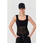 bilcee Kadın Transparan Detaylı Sıfır Kol Siyah Crop Body 9761