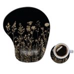 Bilek Dayanaklı Ergonomik Mouse Pad, Dizüstü Bilgisayar için Rahat Bilgisayar Jel Mouse Pad Bilek Desteği, Kaymaz PU Tabanlı Ağrı kesici Mousepad Vahşi Çiçekli