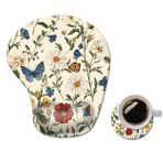 Bilek Dayanaklı Ergonomik Mouse Pad,Dizüstü Bilgisayar için Rahat Bilgisayar Jel Mouse Pad Bilek Desteği,Kaymaz PU Tabanlı Çiçekli Kelebek Ağrı kesici Mousepad