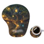 Bilek Dayanaklı Ergonomik Mouse Pad,Dizüstü Bilgisayar için Rahat Bilgisayar Jel Mouse Pad Bilek Desteği,Kaymaz PU Tabanlı Güzel Orman Ağrı kesici Mousepad