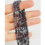 Bileklik Boy Kar Tanesi Obsidyen Taşı Yarım Dizi Faset Kesim 4-4.5mm Aralığı 18cm Uzunluğundadır