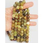 Bileklik Boy Yeşil Alacalı Lal Granat Garnet Taşı Yarım Dizi 8mm 49230 18cm Uzunluğundadır