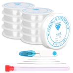 Bileklikler için 9 makara lastik bant, 0,4 mm 0,6 mm 1,0 mm elastik bileklik, boncuk iğnesi, bileklikler için elastik bant, bileklik, kendin yap takı, bileklik üretimi ve tasarımı için.