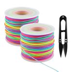Bileklikler için lastik bant, 2 rulo kauçuk ip, 1 mm x 100 m, makaslı kauçuk kordon, inci kordon, elastik iplik, kendin yap el işi, takı üretimi bileklik, kolye (gökkuşağı)