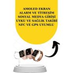Bileklikli Amoled Ekran Akıllı Saat ve Dijital Göstergeli Kablosuz Bluetooth Kulaklık Anc/ Enc - 01P-Pembe - 35 - 48 mm