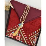 Bilenler Çeyizlik Hediyelik Seccade Eşarp Tesbih Set – Kilim Desenli Kadife Astarlı Seccade, Eşarp, Kristal Tesbih Özel Kutulu Lüks Hediye Seti - Bordo