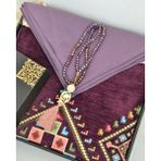 Bilenler Çeyizlik Hediyelik Seccade Eşarp Tesbih Set – Kilim Desenli Kadife Astarlı Seccade, Eşarp, Kristal Tesbih Özel Kutulu Lüks Hediye Seti - Mor