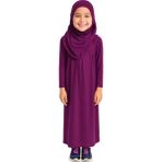 Bilenler Penye Kendinden Başörtülü Çocuk Namaz Elbisesi Mor/ 6-7-8 Yaş - 0 - Siyah - 10