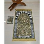 Bilenler Pratik ve Taşınabilir İpek Dokulu Çantalı Seccade Ravza Desenli Fermuarlı