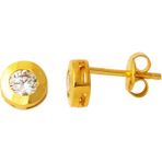 Bilezikci Tek Taşlı 22 Ayar Altın Küpe - 1 cm - Sarı