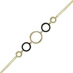 Bilezikhane Halkalar Siyah Taşlı 14 Ayar Altın Bileklik