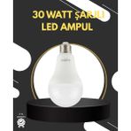 Bilfold Acil Durumlar Için Şarjlı LED Ampul 6400K Soğuk Beyaz 30 Watt