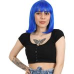 Bilfold Küt Kahküllü Fiber Sentetik Peruk / Koyu Mavi