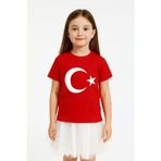 Bilge Trend AY YILDIZLI TÜRK BAYRAKLI PAMUKLU PENYE KIZ ERKEK ÇOCUK BAYRAM, GÖSTERİ TİŞÖRT