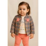 Bilge Trend EKOSE İNCİLİ KIZ BEBEK ÇOCUK CEKET , PANTOLON, T-SHİRT 3 PARÇA TAKIM