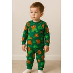 Bilge Trend Jungle Desenli Erkek Bebek Çocuk Pamuklu Penye Pijama Takımı - Yeşil - 9 - 12 Ay