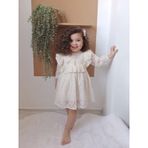 Bilge Trend Kız Bebek Çocuk, Robadan Fırfırlı Ekru Dantel Elbise, Doğum Günü, Ekru
