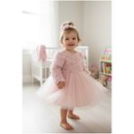 BİLGEN Style KIZ BEBEK GÜL DESENLİ KOYU PEMBE ÇIT ÇIT FİYONK LU ŞIK ÖZEL GÜN ABİYE ELBİSE 0-5 YAŞ %100 PAMUK