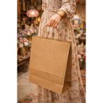 BİLGİ K K Kraft Çanta kraf kahve renk ipli Kağıt Poşet 5’li Paket 25x31x12 cm Dayanıklı Hediye poşeti Orta Boy