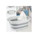 bilgin shop Plastik KÜÇÜK BOY KATLANABİLİR ÇAMAŞIR SEPETİ (25 LT) 55 x 35 Gri 25 L