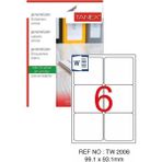 Bilgisayar Etiketi TW-2006 99,1X93,1 mm 100 Lü Lazer Etiket 1 Paket Tanex Davetiye Kargo Koli Kutu Etiketi - Standart - Beyaz