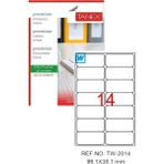Bilgisayar Etiketi TW-2014 99,1X38,1 mm 100 Lü Lazer Etiket 1 Paket Tanex Davetiye Kargo Koli Kutu Etiketi - Beyaz - Standart