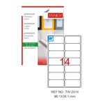 Bilgisayar Etiketi Tw-2014 99,1x38,1 Mm 100 Lü Lazer Etiket 1 Paket Tanex Davetiye Kargo Koli Kutu Etiketi