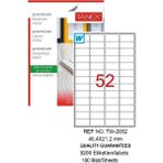 Bilgisayar Etiketi TW-2052 46,4X21,2 mm 100 Lü Lazer Etiket 1 Paket Tanex Davetiye Kargo Koli Kutu Etiketi - Beyaz - Standart