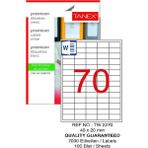 Bilgisayar Etiketi TW-2070 40X20 mm 100 Lü Lazer Etiket 1 Paket Tanex Davetiye Kargo Koli Kutu Etiketi - Beyaz - Standart