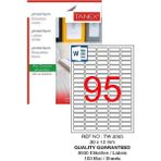 Bilgisayar Etiketi TW-2095 30X12 mm 100 Lü Lazer Etiket 1 Paket Tanex Davetiye Kargo Koli Kutu Etiketi - Beyaz - Standart