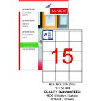 Bilgisayar Etiketi TW-2115 70X56 mm 100 Lü Lazer Etiket 1 Paket Tanex Davetiye Kargo Koli Kutu Etiketi - Beyaz - Standart