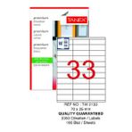 Bilgisayar Etiketi Tw-2133 70x25 Mm 100 Lü Lazer Etiket 1 Paket Tanex Davetiye Kargo Koli Kutu Etiketi