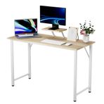 Bilgisayar masası 100x50x75cm ofis yazı masası monitör standı Metal çerçeve çalışma çalışma oyun ev ofis mobilyaları sarı ahşap kaplama