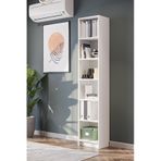 Bili Kitaplık 5 Raflı Dar Çok Amaçlı Ofis Salon Kitap Dosya Rafı Beyaz Beyaz
