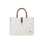 Bilik Deri SYM 517-MN Monogram Beyaz/Taba Kadın Omuz Çantası