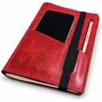 Bilikolik Hakiki Deri A5 Defter Kılıfı, El Yapımı, Telefon Cepli Ajanda Organizer, Defter Hediyeli (Kırmızı)