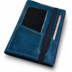 Bilikolik Hakiki Deri A5 Defter Kılıfı, El Yapımı, Telefon Cepli Ajanda Organizer, Defter Hediyeli (Mavi)