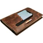 Bilikolik Hakiki Deri A5 Defter Kılıfı, Telefon Cepli Ajanda Organizer, El Yapımı, Defter Hediyeli (Taba)