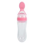 Bilinli 90 ml silikon bebek maması çıkış kaşığı, kaşıklı sıkma girişi, bebek için kaşık şişesi (pembe)