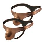Billtop Erkek Tanga Suni Deri Külot Bikini İç Çamaşırı Paketi, 2'li paket Bronz, S