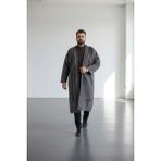 bilqasmi Erkek Uzun Klasik Kürk Palto Görünümlü Kışlık Dış Giyim Unisex - Standart - Füme