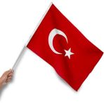 Bilsan Bayrak Sopalı Türk Bayrağı 50X75 cm (100 Adet) 1.kalite Alpaka Kumaş
