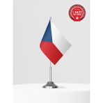 Bilsan Çek Cumhuriyeti Tekli Masa Bayrağı Set - Saten Kumaş