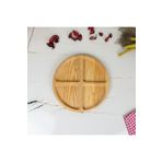 BİLWOOD Ahşap Yuvarlak Çerezlik Sunumluk Tepsi 4 Bölmeli Ahşap