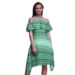 Bimba Kadın Soğuk Omuz Tunik Parti Yuvarlak Yaka Elbise, yeşil (Mint Green), XL